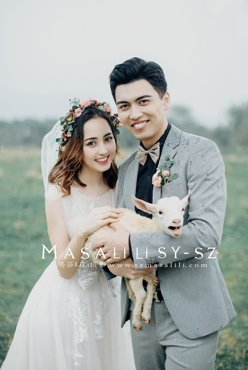 买先生夫妇青青牧场旅拍小清新婚纱照                      深圳婚纱摄影工作室玛莎莉莉出品 