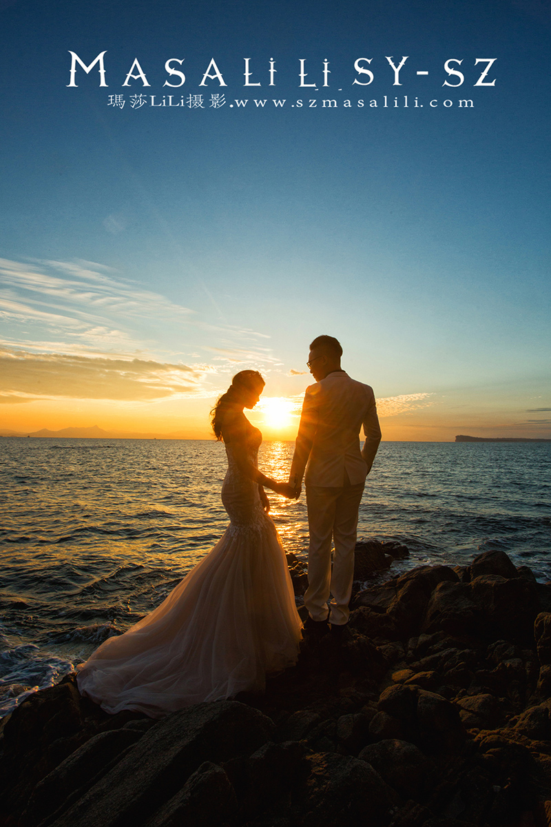 刘先生&刘小姐幸福浪漫海景婚纱照深圳最美夕阳婚纱照拍摄地玛莎莉莉出品客照分享