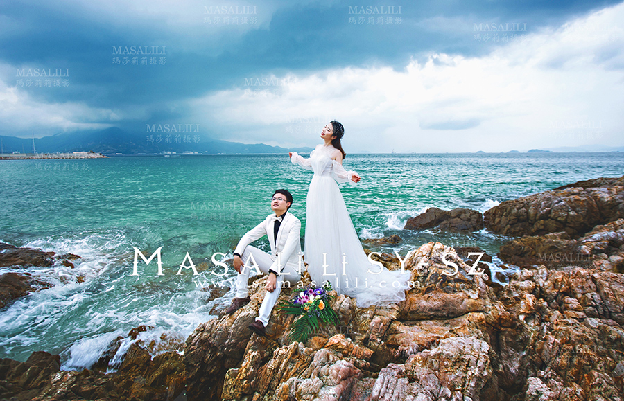 陈先生&费小姐夫妇浪漫海景婚纱照                                          深圳婚纱摄影工作室玛莎莉莉出品