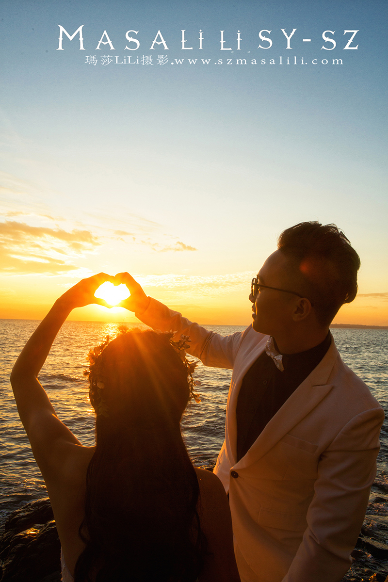 刘先生&刘小姐幸福浪漫海景婚纱照深圳最美夕阳婚纱照拍摄地玛莎莉莉出品客照分享