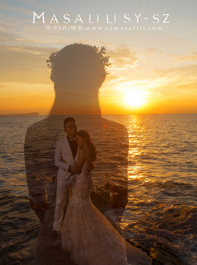 刘先生&刘小姐幸福浪漫海景婚纱照深圳最美夕阳婚纱照拍摄地玛莎莉莉出品客照分享