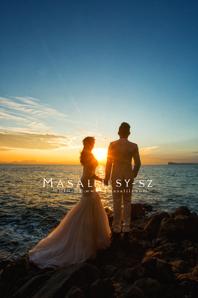 刘先生&刘小姐幸福浪漫海景婚纱照深圳最美夕阳婚纱照拍摄地玛莎莉莉出品客照分享