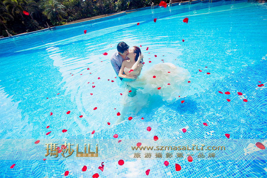 肖生余小姐夫妇 水下创意婚纱照公路夕阳婚纱照