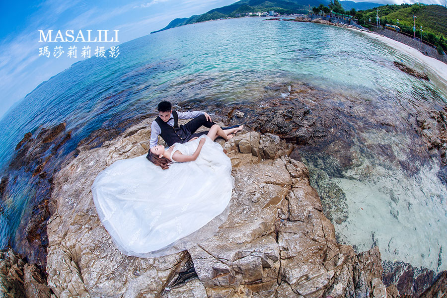 刘先生 &刘小姐夫妇 鱼美人海滩婚纱照天涯海角系列